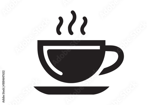 Coffee Cup Icon, Editable Solid Vector Illustration