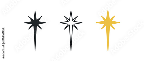 nativity three large shining with long lower ray bright gold