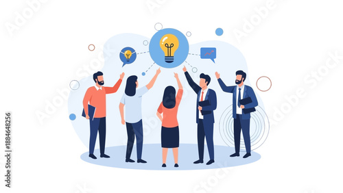 Diverse Team Collaborating on Innovative Ideas, Brainstorming Solutions