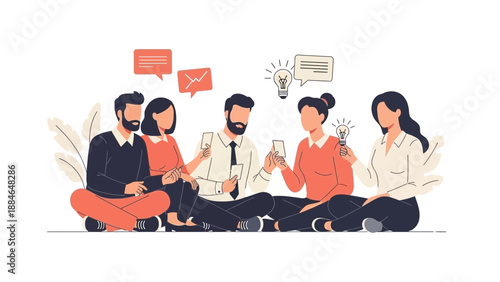 Diverse Team Collaborating, Brainstorming Ideas, and Communicating Effectively