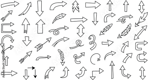 Set of directional arrows and curved paths