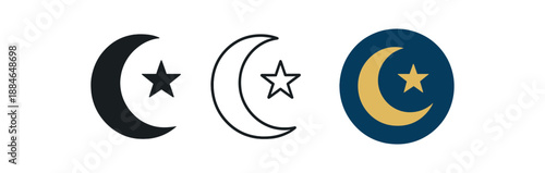 crescent three crescent moon with gold on deep blue circle
