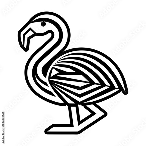 Flamingo Bird Glyph Style Icons