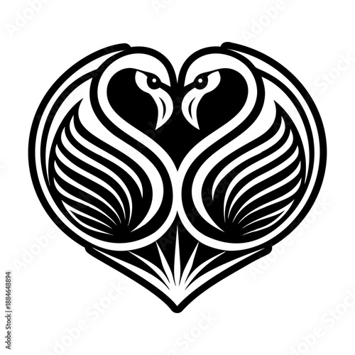 Flamingo Bird Glyph Style Icons