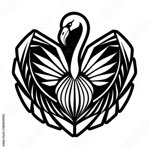 Glyph Style Flamingo Emblem Icons