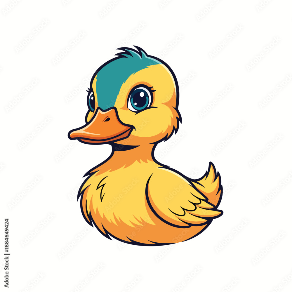 Fototapeta premium Cheerful Cartoon Duckling Character Illustration Isolated on White Background