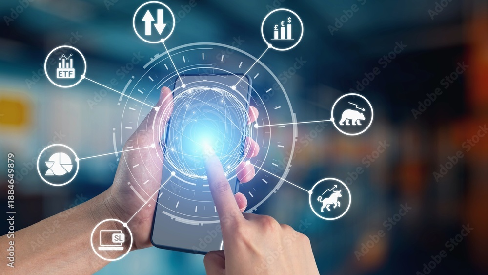 Fototapeta premium The concept of trading involves financial markets like stock and crypto. This financial trading requires analysis of charts for investment growth and risk management. Gist