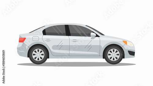 A side view of a simple, modern, white sedan car