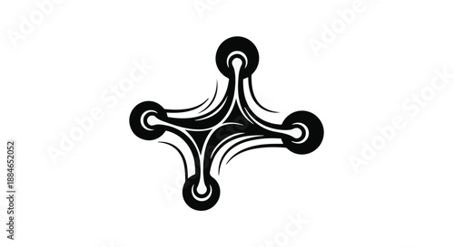 Abstract geometric design element with curved lines and shapes in black and white, modern minimalist symbol or icon for creative projects