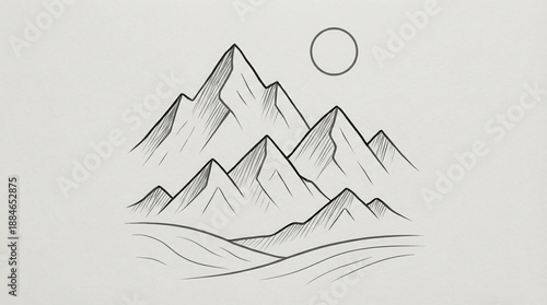 A minimalist illustration of a mountain range.