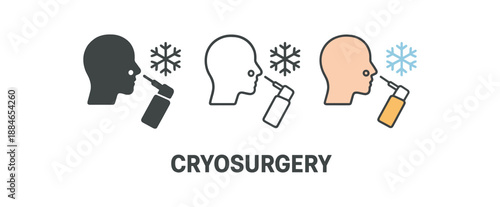 cryosurgery face outline with tiny spot on nose and snowflake marker