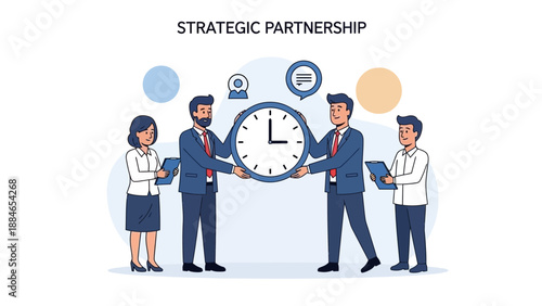 Strategic Partnership: Teamwork, Collaboration, and Time Management Concept