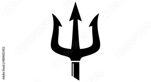 Black trident icon on white background symbolizing power and mythology.