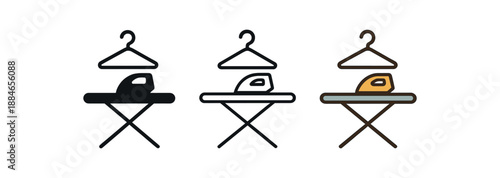 daily routine ironing board and clothes hanger