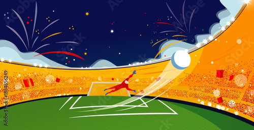 Soccer Goal Celebration in Stadium Illustration Football
