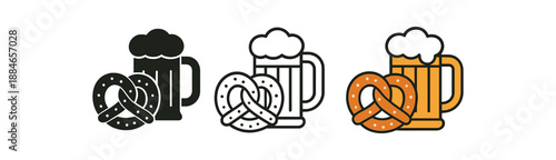 international food German pretzel and beer mug