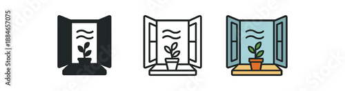 cozy home life open window with gentle breeze and plant