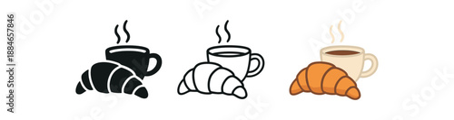 international food French croissant and coffee cup