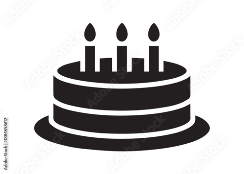 Cake Icon, Editable Solid Vector Illustration