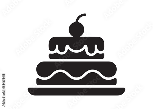 Cake Icon, Editable Solid Vector Illustration