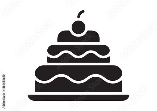 Cake Icon, Editable Solid Vector Illustration
