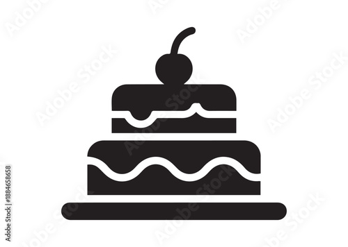 Cake Icon, Editable Solid Vector Illustration