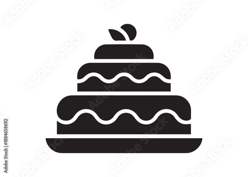 Cake Icon, Editable Solid Vector Illustration
