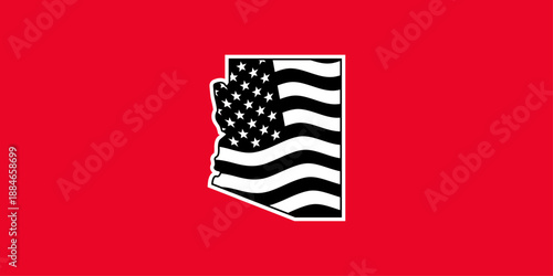 Black and White USA Flag Silhouette Inside Arizona State Map. Download it now