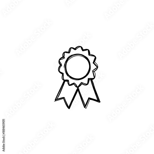 Ribbon award badge with scalloped edges and blank center  