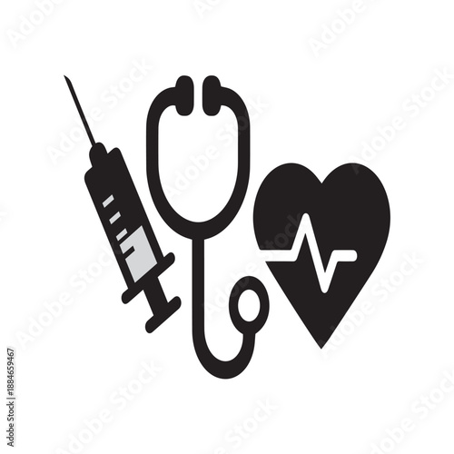 A heart and stethoscope shape a passion for travel, creating a feeling like a world holiday sticker and a symbol for people in any city or country