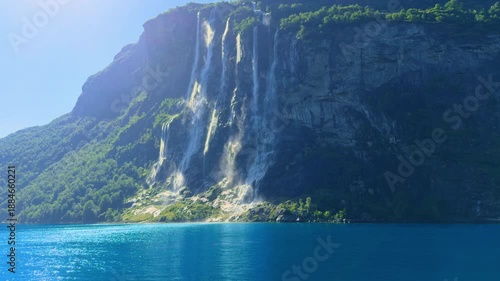 Seven Sisters waterfall in Geirangerfjord Norway UNESCO site near Hellesylt