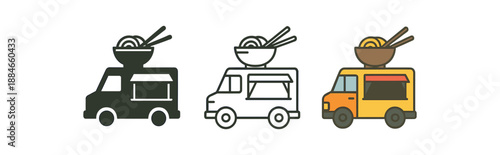 street food noodle truck with open hatch