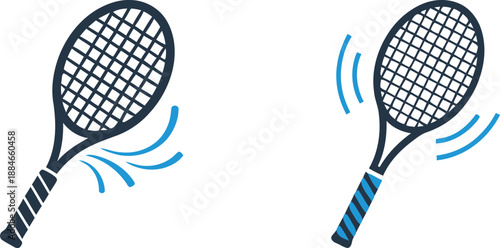 Two tennis rackets with motion lines isolated on white