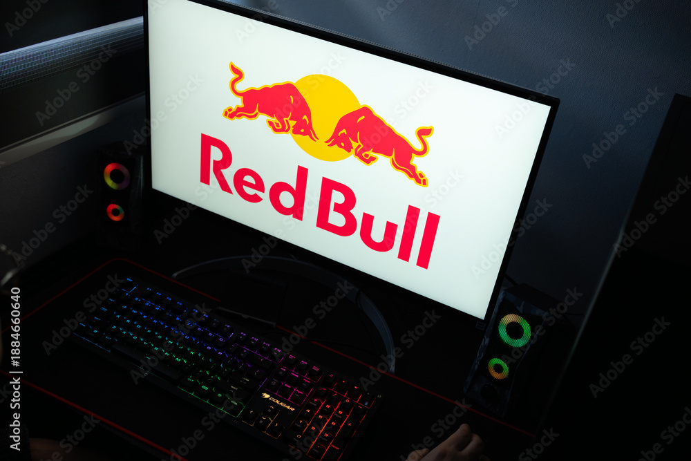 Naklejka premium Punta Arenas, Chile – January 20, 2026: Iconic Red Bull 