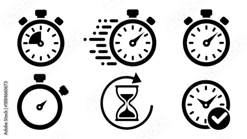 Timers icon set on transparent background. Stopwatch symbol. countdown Timer vector illustration