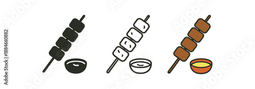 street food meat skewer with dipping sauce