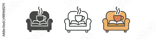 cozy evening routine cup of tea with steam and open book on sofa