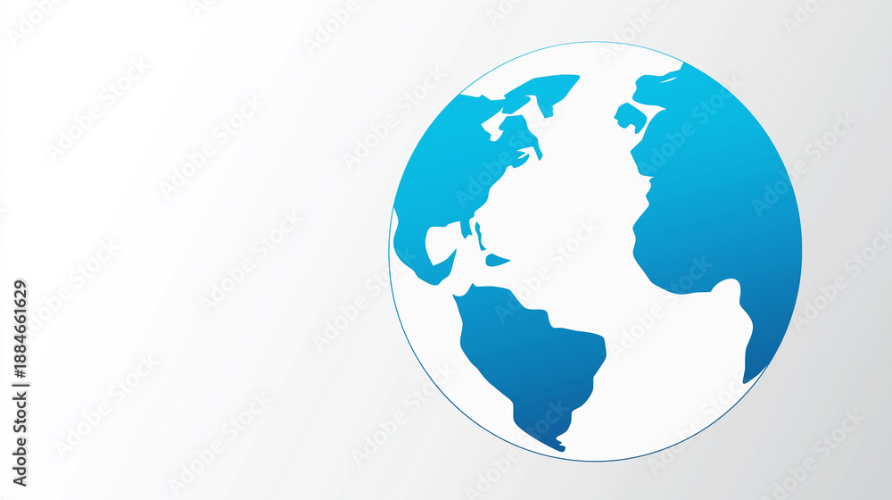 Fototapeta premium Simplified world globe icon on gradient background representing global communication and connectivity