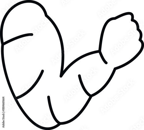 Flexing arm showing bicep muscle and clenched fist for fitness concept