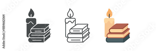 cozy evening routine candle burning beside stack of journals