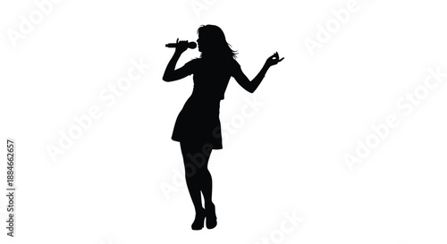 a silhouette of a female singer performing with a microphone on a stage