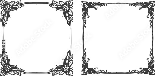 Vintage floral decorative frames with elegant leaf and flower border designs for invitations and cards