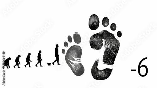 Human evolution to footprint and number