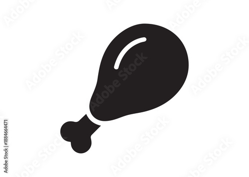 Chicken leg Icon, Editable Solid Vector Illustration