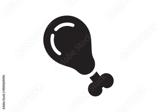 Chicken leg Icon, Editable Solid Vector Illustration