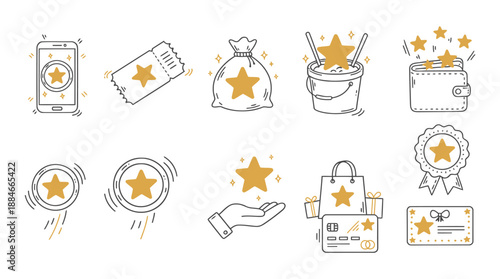 Business reward set of web icons in line style. A collection of linear icons representing various reward concept.