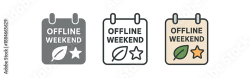 digital detox offline weekend calendar with leaf and