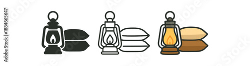 cozy home glowing lantern beside stack of pillows