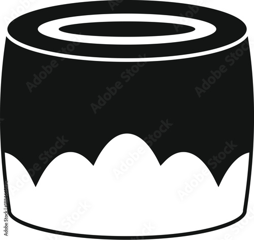 Sushi maki roll simple flat icon in black and white silhouette