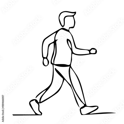 Person walking one line drawing illustration concept